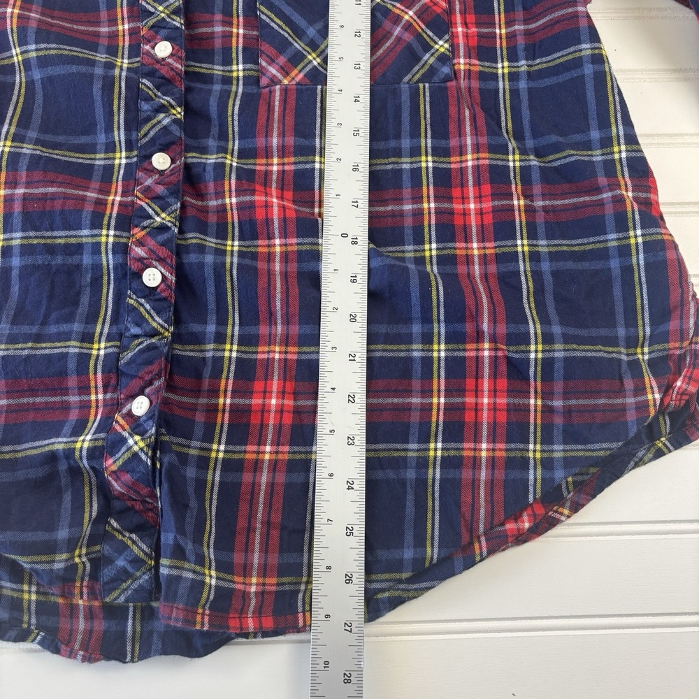 Aerie Women's Flannel Pajama Set Plaid LS Top XL Shorts XL Soft Red Blue Holiday - Picture 5 of 13